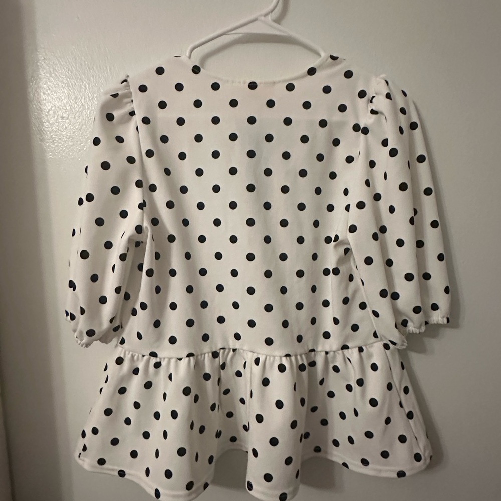 MELLODAY Black and White Polka Dot Blouse